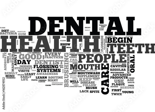 A GUIDE TO DENTAL HEALTH TEXT WORD CLOUD CONCEPT