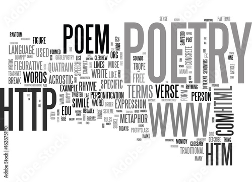 A GUIDE TO POETRY STYLES TERMS TEXT WORD CLOUD CONCEPT