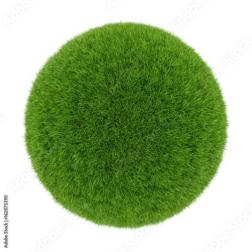 3D rendering Green grass sphere isolated