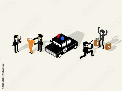 illustration isometric vector of police officer characters collection, police officer design concept