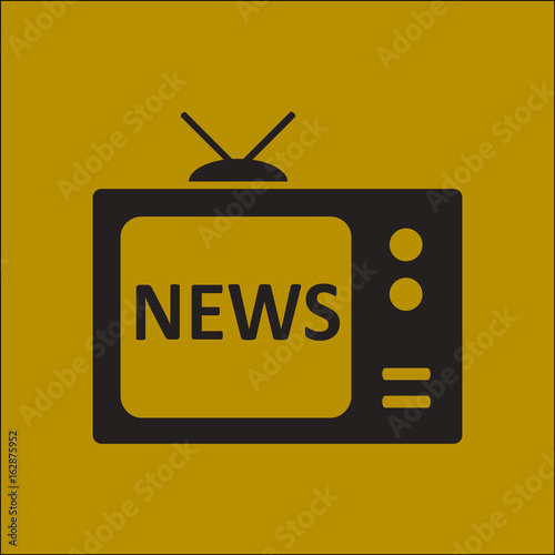 News reporter on tv. Flat design style. Mass media symbol. 