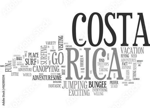 ADVENTURESOME COSTA RICA TEXT WORD CLOUD CONCEPT