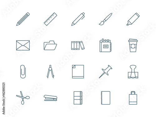Stationary and office set of vector icons