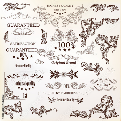 Calligraphic vector vintage design elements , decorations and swirls