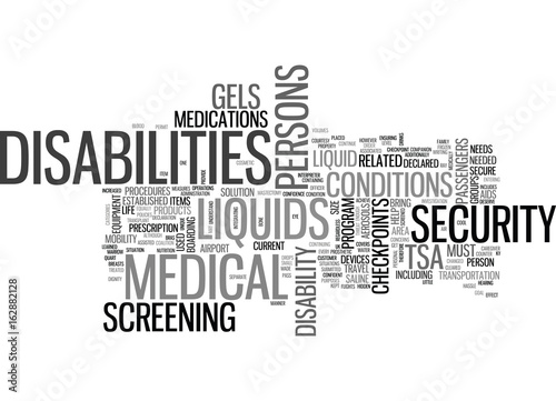 AIR TRAVEL DISABILITIES AND THE TSA TEXT WORD CLOUD CONCEPT