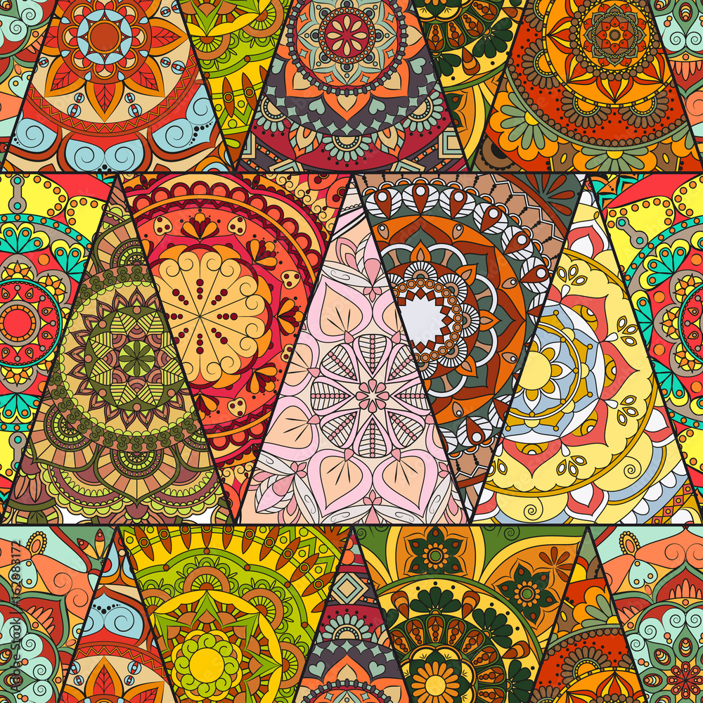 Seamless mandalas pattern. Vintage decorative elements with mandala. Hand drawn mandala background. Islam, Arabic mandala, Indian, mandala ottoman motifs. Perfect for printing on fabric or paper.