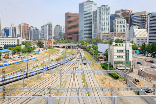 Photography Jun 20, 2017 Railways viewed from Seoullo 7017 in South Korea - Landmark