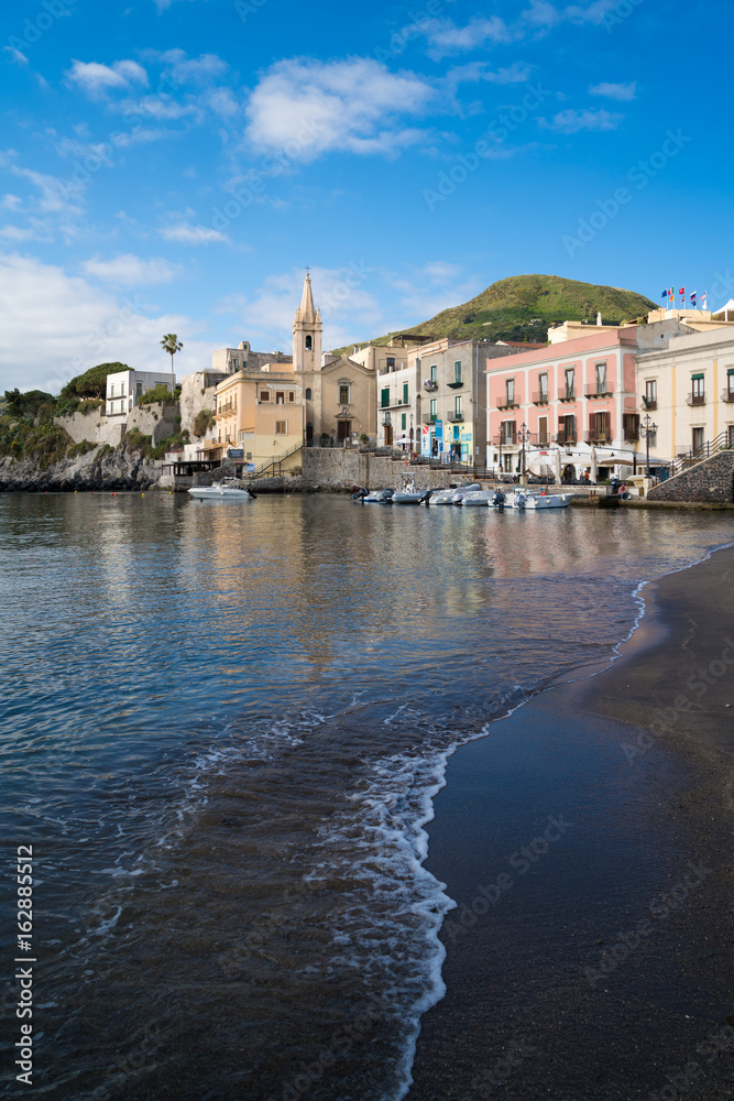 Beach in the small port of the town of Lipari