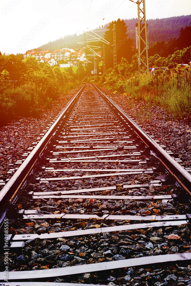 Fototapeta premium Bahngleise in Schluchsee im Schwarzwald