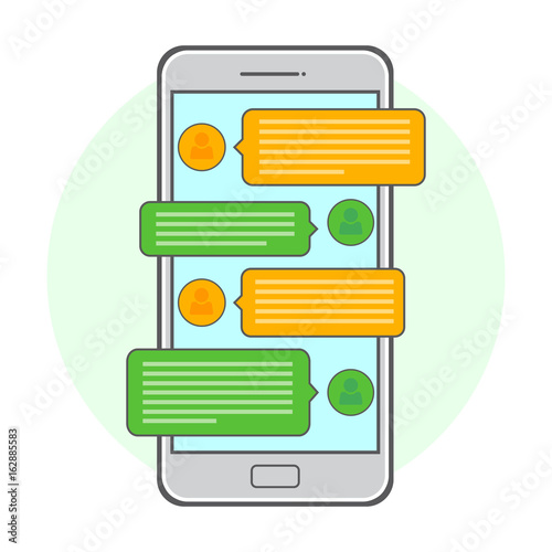 Mobile phone. Vector illustration chating and messaging concept. Flat design.