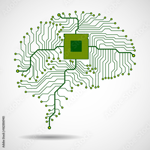 Abstract technological brain. Cpu. Circuit board. Vector