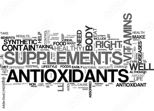 ANTIOXIDANT SUPPLEMENT TEXT WORD CLOUD CONCEPT