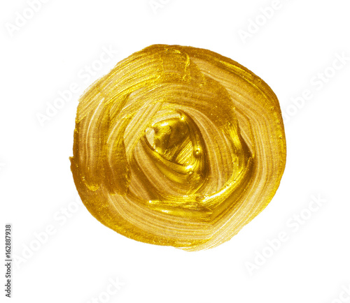 Acrylic gold brush strokes circle. Element for different design photo