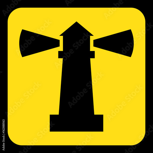 yellow, black information sign - lighthouse icon