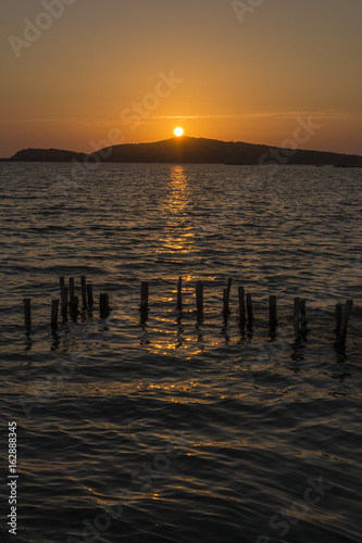 Sunset at Gialova lagoon, Messinia, Greece photo