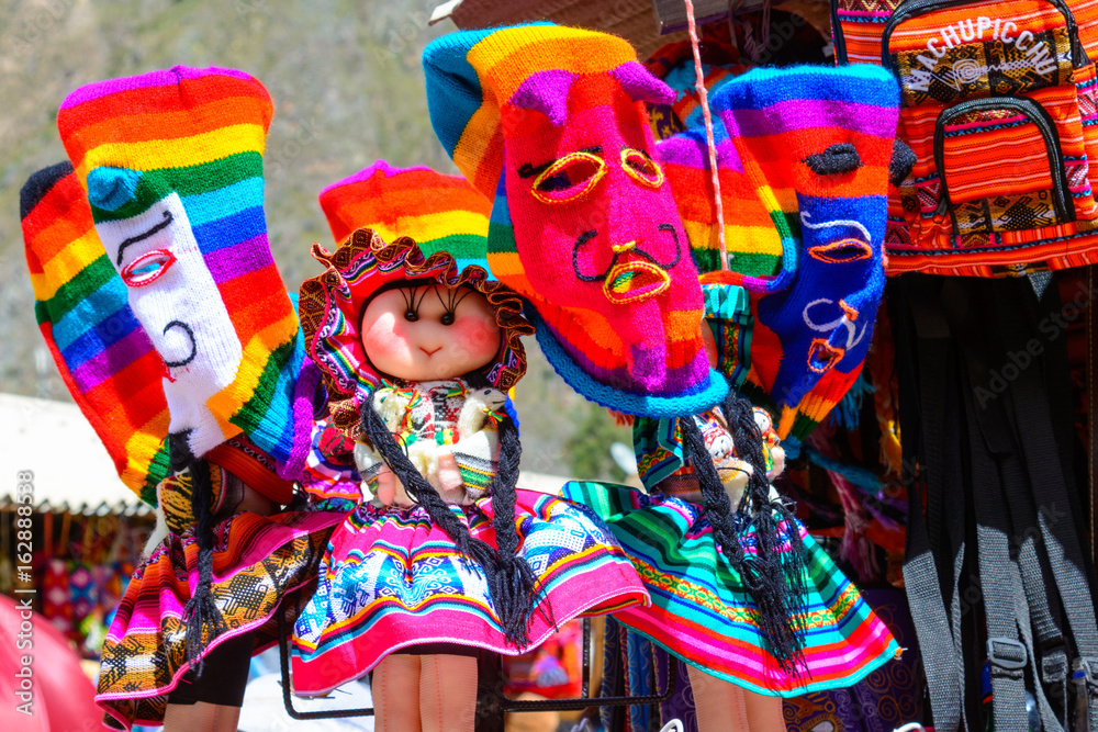 Colourful goods for sale in souvenir shop, Peru
