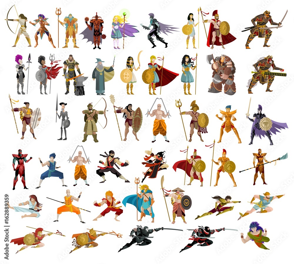 fighters, knight, warriors, wizards, samurai, martial artists and powerful characters