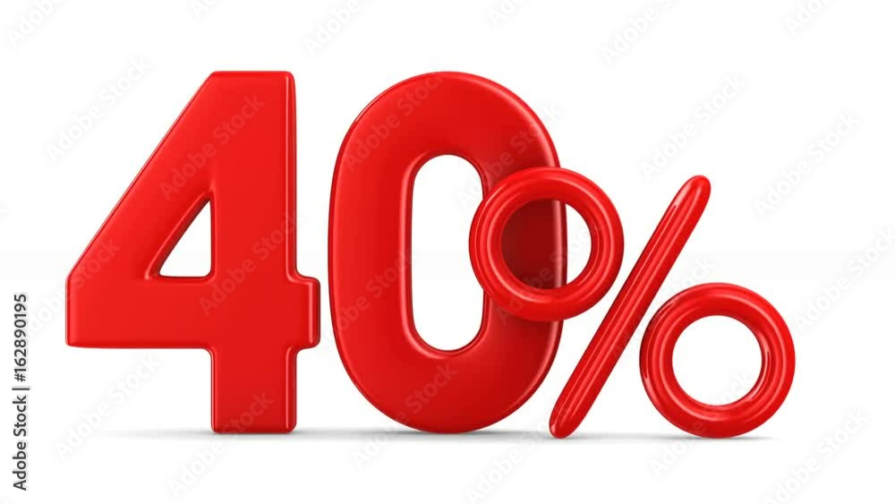 Forty percent on white background. Isolated 3D render Forty percent on white background. Isolated 3D render
