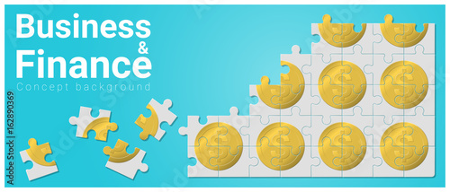 Business and Finance concept background with money jigsaw puzzle , vector , illustration