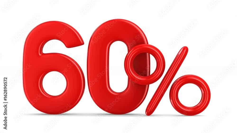 Sixty percent on white background. Isolated 3D render Sixty percent on white background. Isolated 3D render