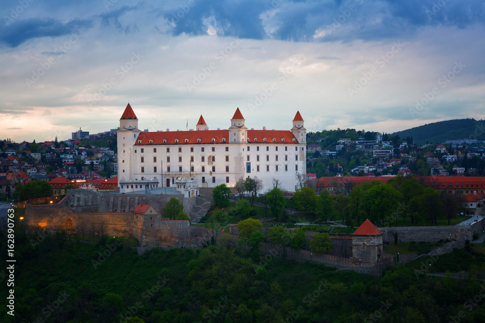 cityscape of Bratislava city with castle, Slovakia