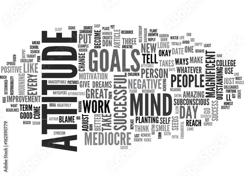ATTITUDE ADJUSTMENT NINE WAYS TO TRANSFORM YOU FROM MEDIOCRE TO MAGNIFICENT TEXT WORD CLOUD CONCEPT