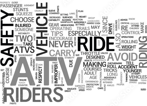 ATV SAFETY TIPS TEXT WORD CLOUD CONCEPT