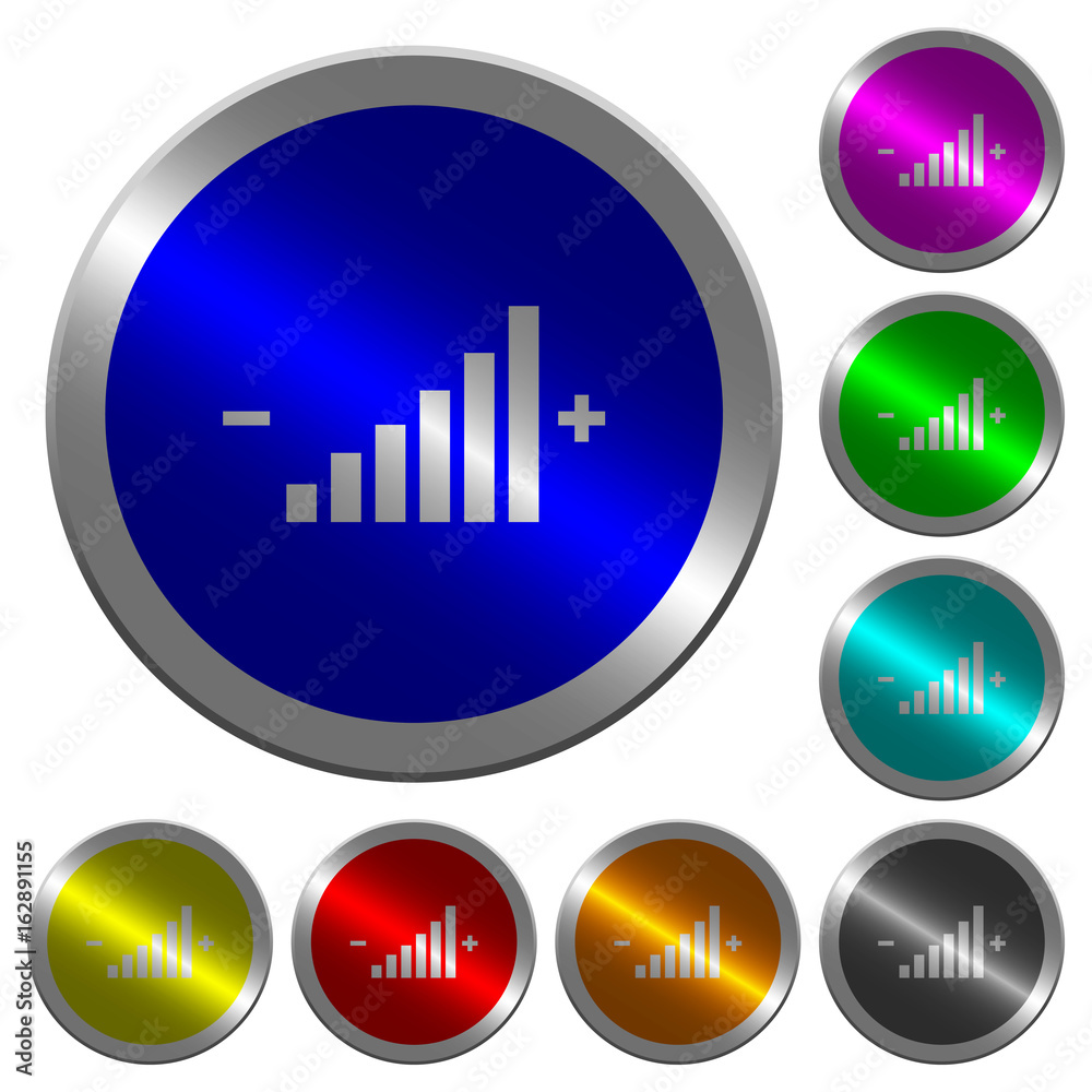 Control element luminous coin-like round color buttons Control element luminous coin-like round color buttons