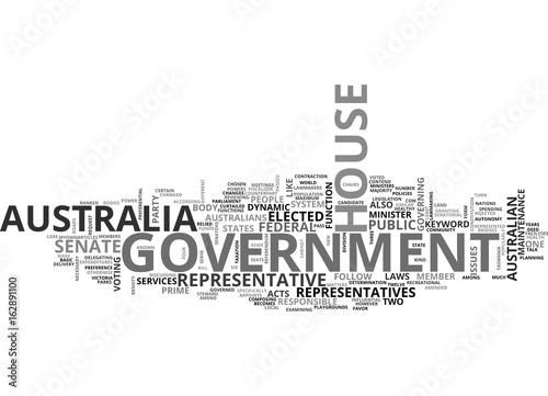 AUSTRALIA GOVERNMENT TEXT WORD CLOUD CONCEPT