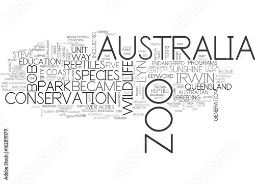 AUSTRALIA ZOO TEXT WORD CLOUD CONCEPT