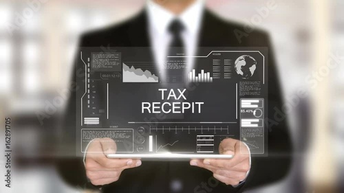 Tax Recepit, Hologram Futuristic Interface, Augmented Virtual Reality photo