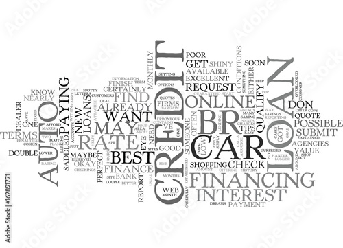 AUTO LOANS TOP TIPS FOR THE BEST RATE TEXT WORD CLOUD CONCEPT