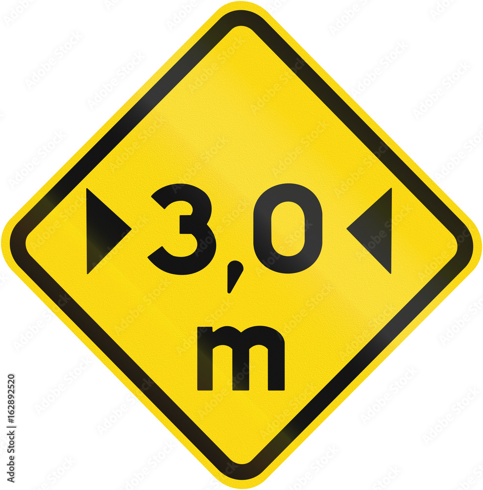 Width Restriction Ahead warning sign used in Brazil Width Restriction Ahead warning sign used in Brazil