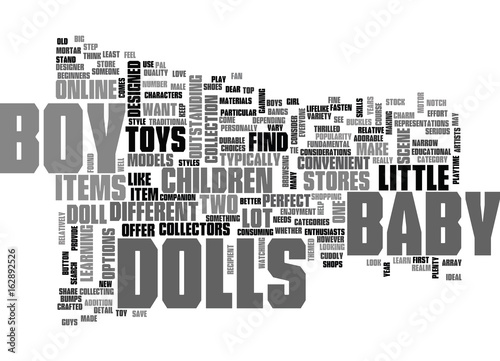 BABY BOY DOLLS TEXT WORD CLOUD CONCEPT