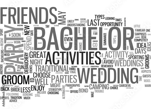BACHELOR PARTY IDEAS TEXT WORD CLOUD CONCEPT