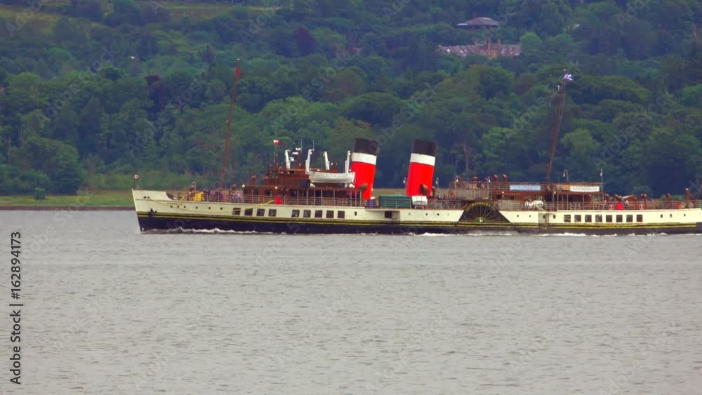 The only sea-going steam-powered paddle boat, the Waverley, filmed from Dunoon in the Firth of Clyde The only sea-going steam-powered paddle boat, the Waverley, filmed from Dunoon in the Firth of Clyde
