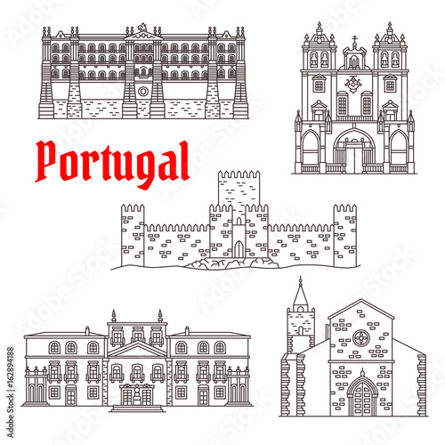 Portugal architecture landmarks vector buildings