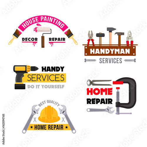 House repair vector icons of handyman work tools