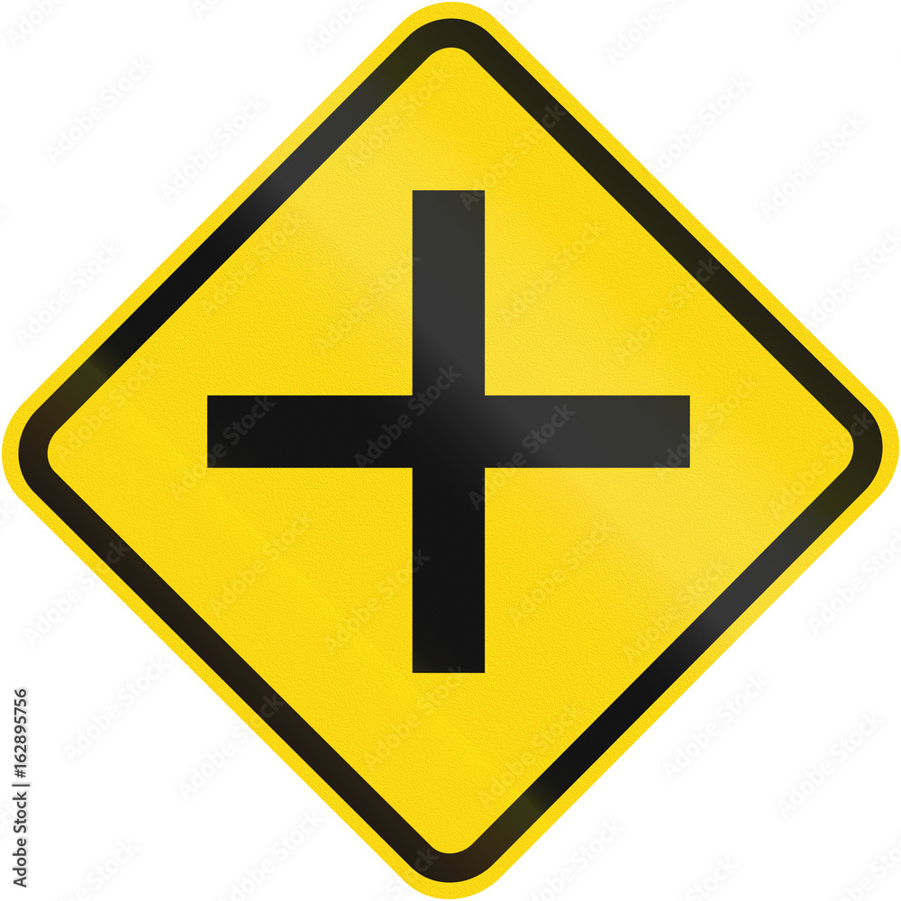 Road sign used in Brazil - Side road junction uncontrolled Road sign used in Brazil - Side road junction uncontrolled