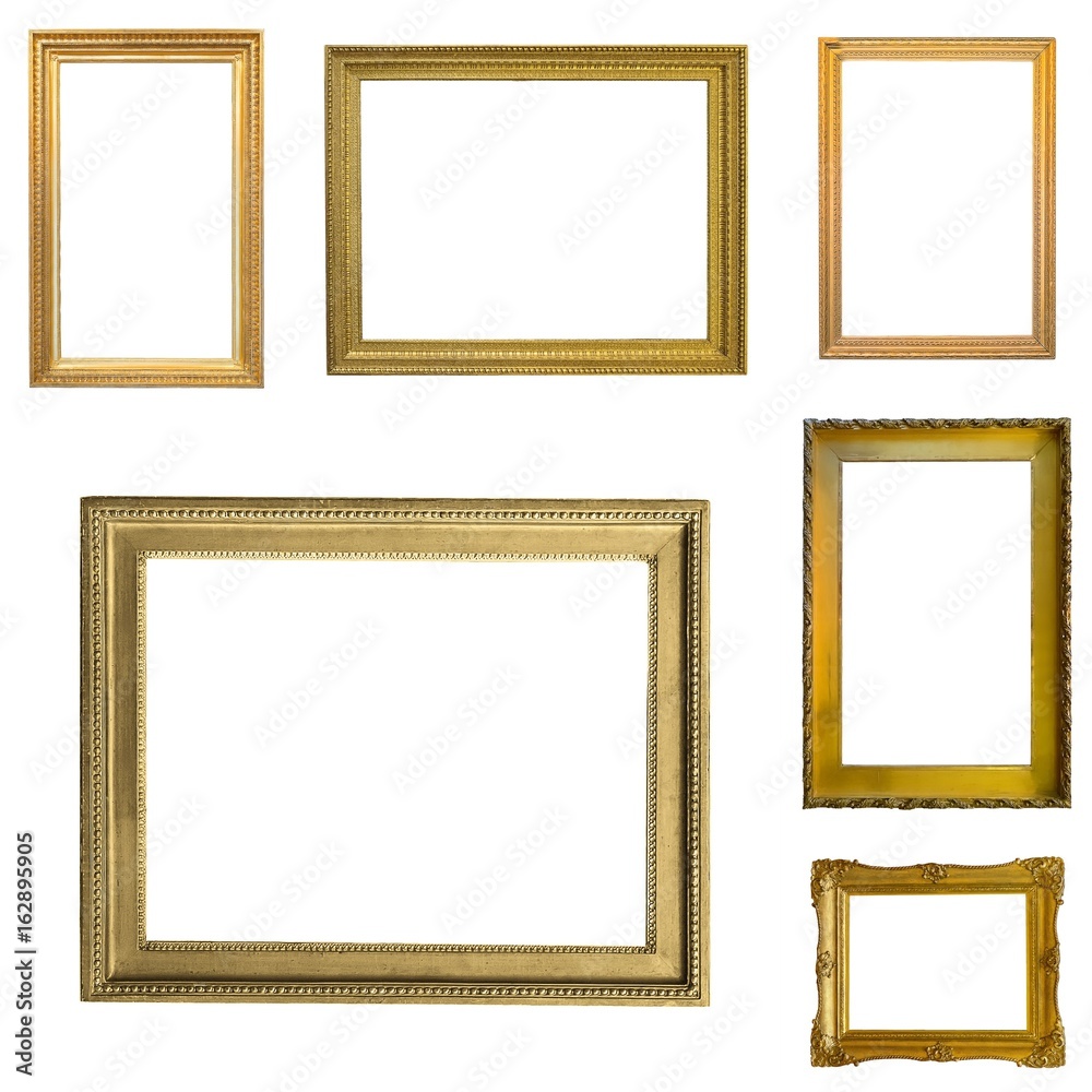 Set of gilded (gold) frames isolated on white Set of gilded (gold) frames isolated on white