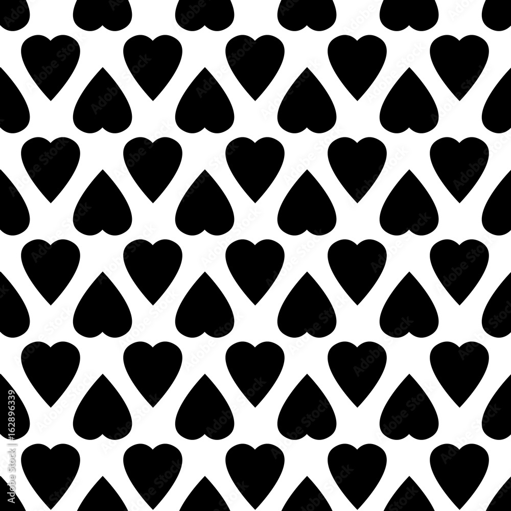 Seamless pattern with black hearts on white background Seamless pattern with black hearts on white background