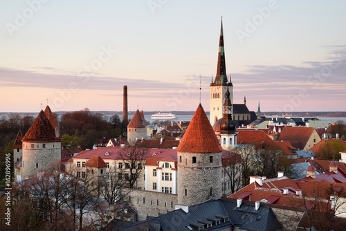 A view over medieval Tallinn Old Town in Estonia 