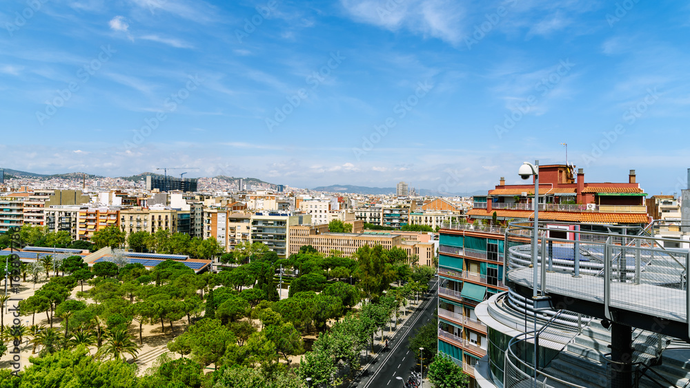 Obraz premium Aerial Panoramic View Of Downtown Barcelona City In Spain