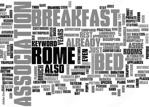 BED AND BREAKFAST IN ROME TEXT WORD CLOUD CONCEPT