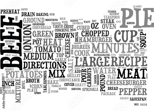 BEEF POT PIE RECIPE HOMEMADE BEEF POT PIE TEXT WORD CLOUD CONCEPT