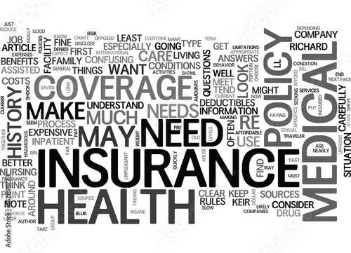 BEFORE YOU LOOK FOR HEALTH INSURANCE TEXT WORD CLOUD CONCEPT photo