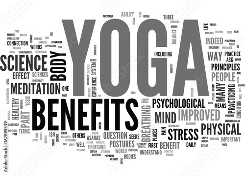 BENEFIT OF YOGA PART I TEXT WORD CLOUD CONCEPT