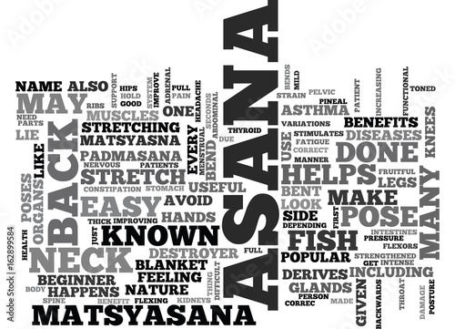 BENEFITS OF MATSYASANA TEXT WORD CLOUD CONCEPT