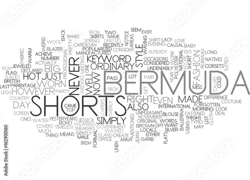 BERMUDA SHORTS TEXT WORD CLOUD CONCEPT