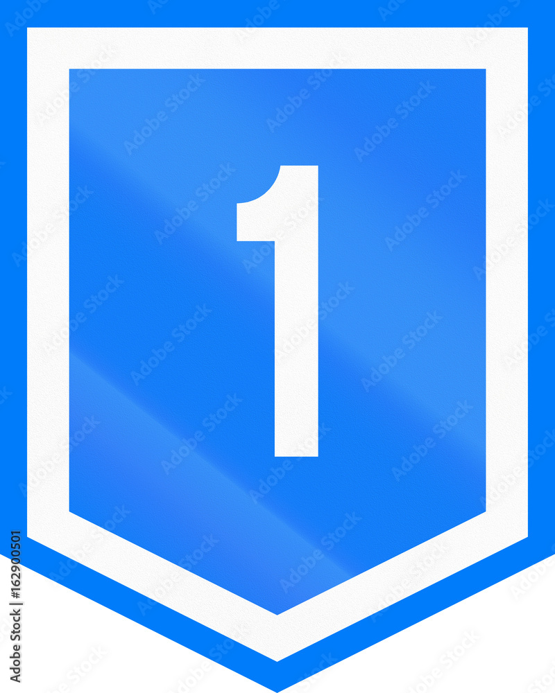 Numbered highway shield of Ruta 1 in Uruguay Numbered highway shield of Ruta 1 in Uruguay